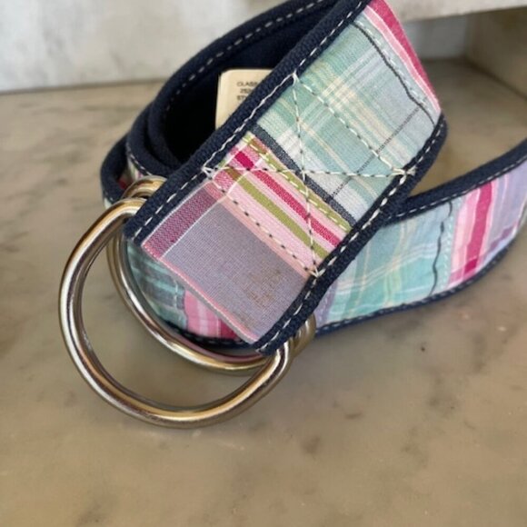 G.H. BASS Madras Patchwork Double D Ring Cotton Belt M/L - Picture 2 of 16